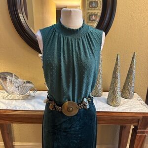 DR2 Teal Textured Sleeveless Blouse